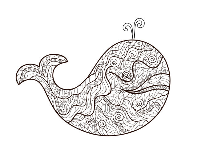 Coloriage Adulte Zentangle Baleine Par Meggichka - Adulte à imprimer